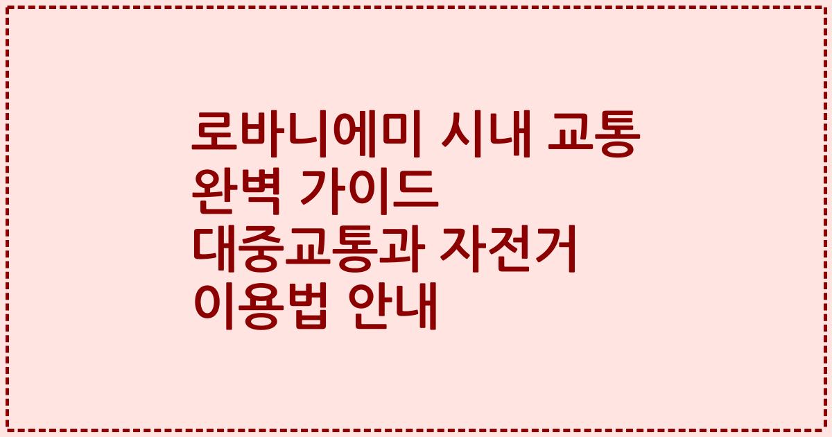 로바니에미 시내 교통 완벽 가이드 대중교통과 자전거 이용법 안내