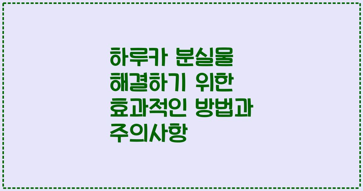 하루카 분실물 해결하기 위한 효과적인 방법과 주의사항
