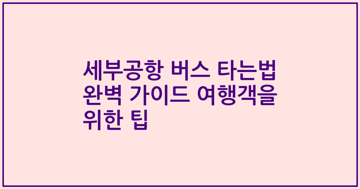 세부공항 버스 타는법 완벽 가이드 여행객을 위한 팁