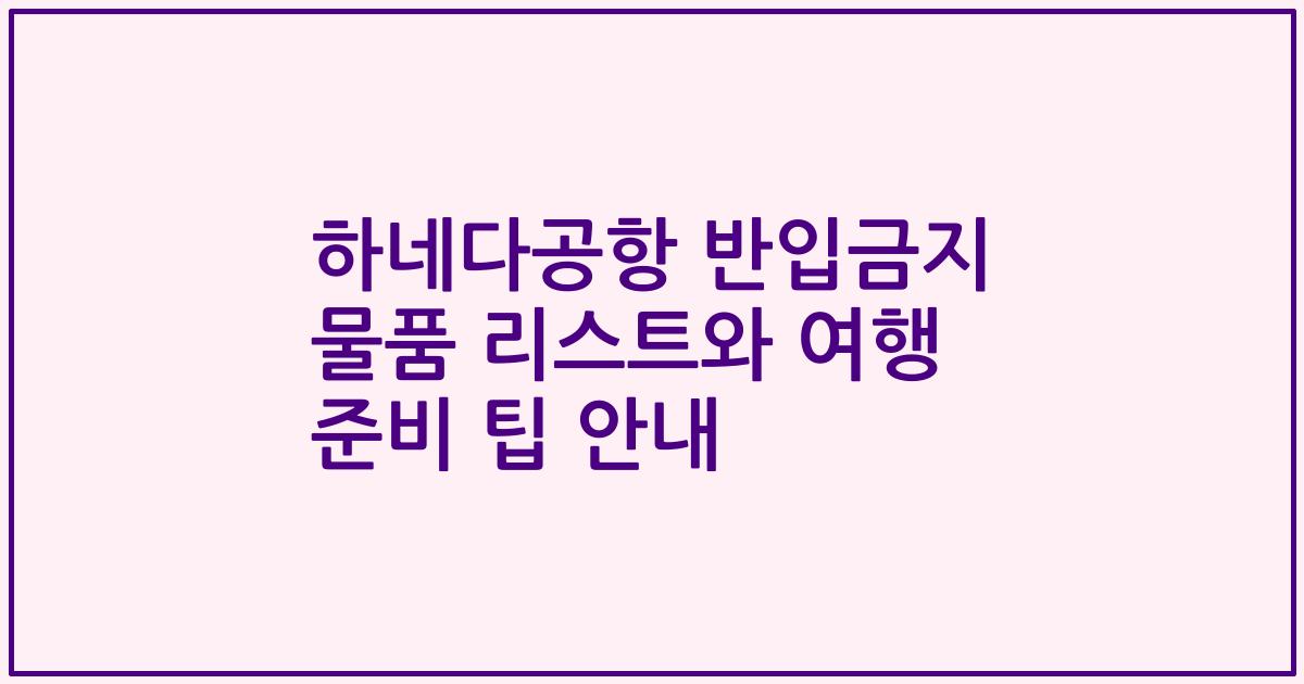 하네다공항 반입금지 물품 리스트와 여행 준비 팁 안내